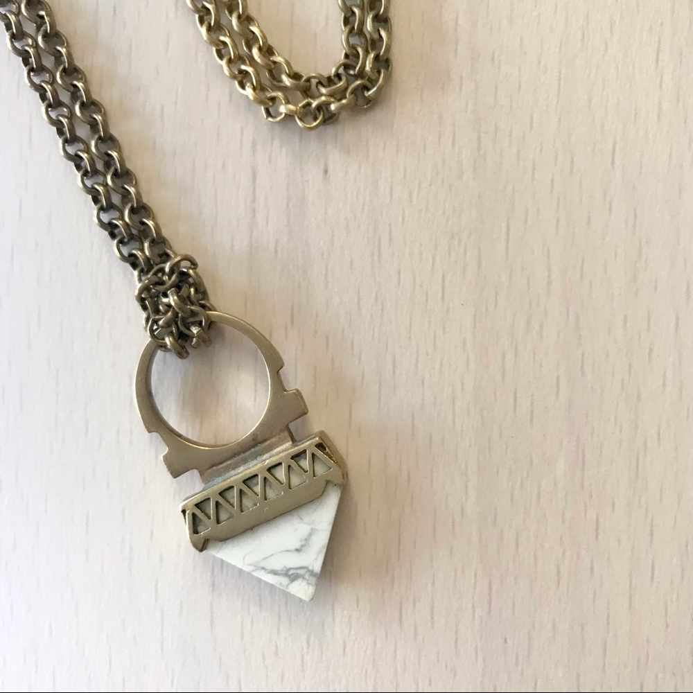 APT Brass Long Stone Ring Necklace